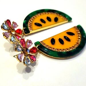 💫Host pick "Melon" acrylic crystal Watermelon Earrings